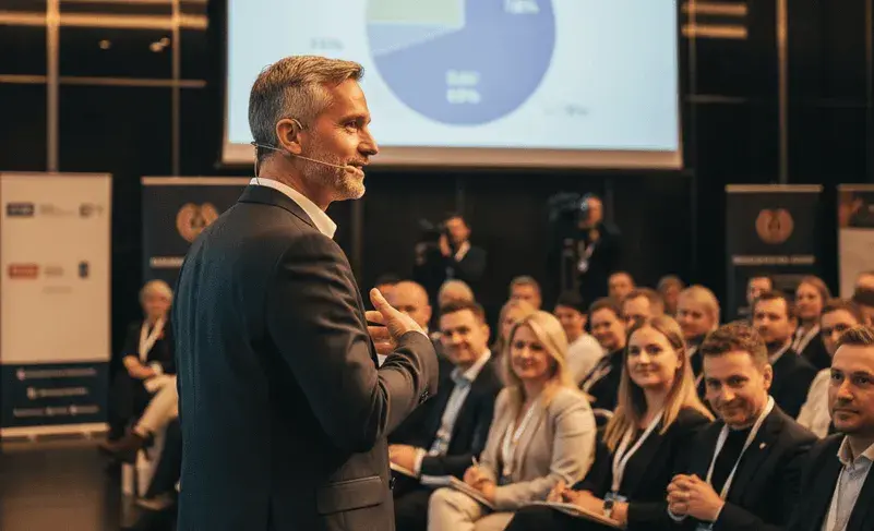 Prelegent ze sztuką wystąpień publicznych